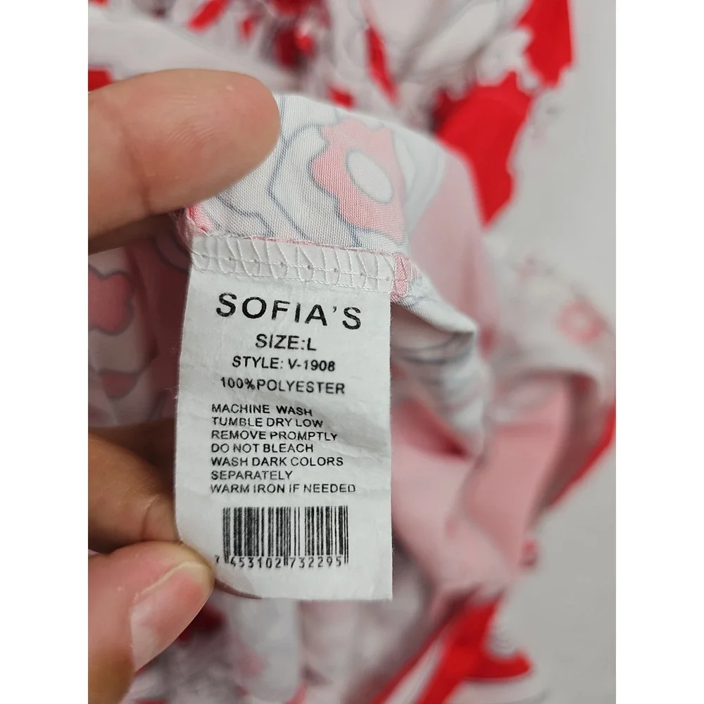 Women's Sofia's Floral Full Length Maxi Dress Size Large Red And White